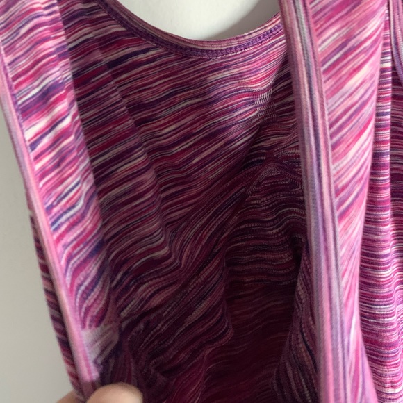 Athleta Pink/Purple Striped Racerback Tank Top w/ Built in Low Impact Bra - Picture 4 of 5